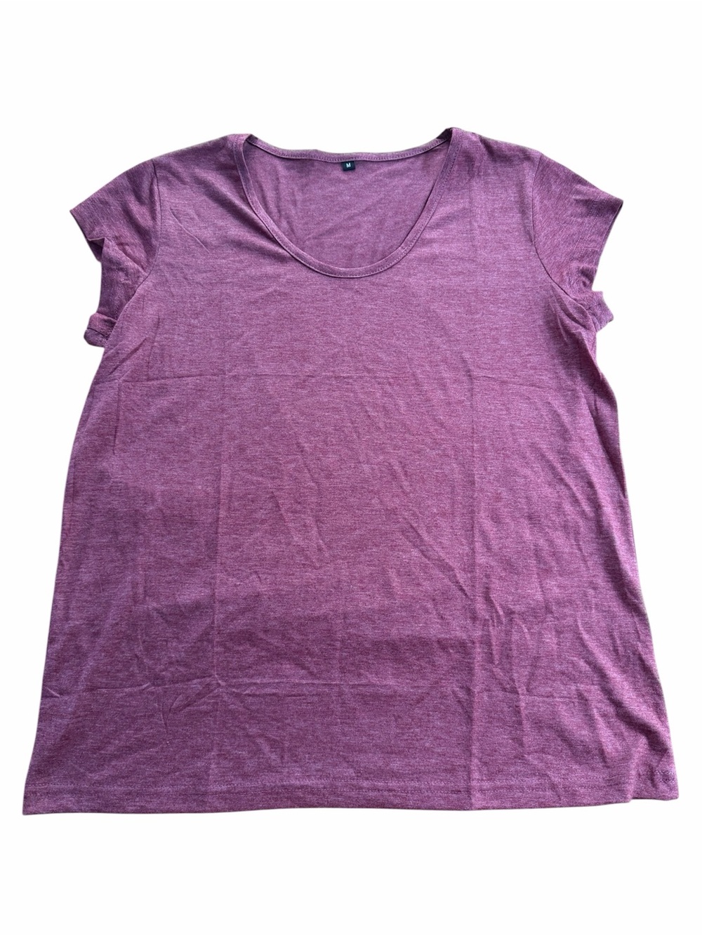 Women's Mauve Heather Scoop Neck Short Sleeve T-Shirt Poly Rayon Blend Size M
